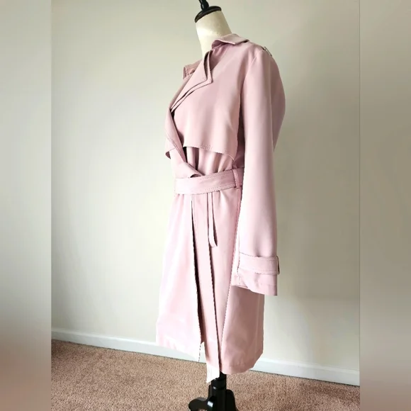 Michael Kors Long Trench Coat in Pink